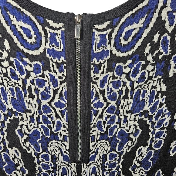 Etcetera Womens Knit Dress M Blue & Black Patterned V-Neck Short Sleeve - Picture 5 of 5